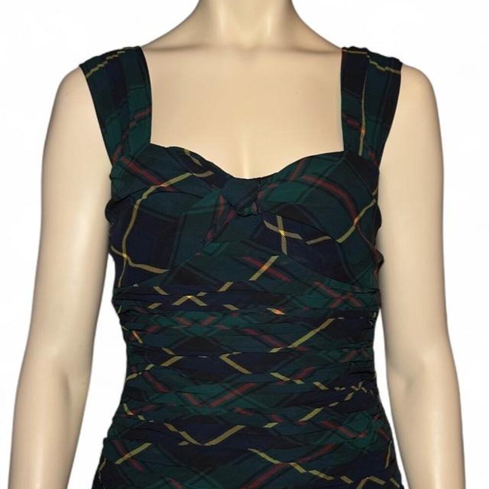Polo Ralph Lauren Plaid Shirred Crepe Sleeveless Top
